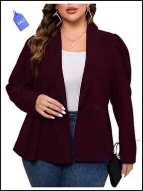 Plus Size Blazer Suit Jacket Business Casual Long Sleeve Work Stretch